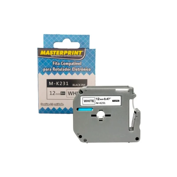 Fita Rotulador Eletrônico 12Mm 8Mts M-k231 Preto