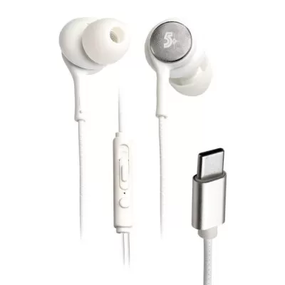 Fone De Ouvido Tipo C Para Smartphone Branco Com Fio 5+