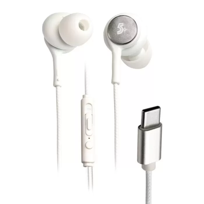 Fone De Ouvido Tipo C Para Smartphone Branco Com Fio 5+