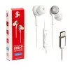 Fone De Ouvido Tipo C Para Smartphone Branco Com Fio 5+
