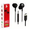 Fone De Ouvido Tipo C Para Smartphone Com Microfone Preto 5+