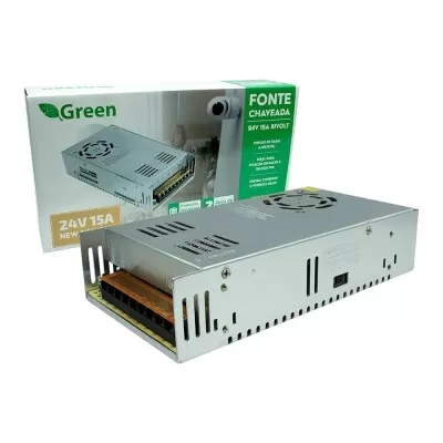 Fonte Chaveada 24V 15A 360w Bivolt Proteção Universal Green