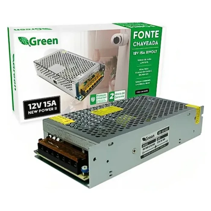 Fonte Chaveada Metal 12V 15A 180W Bivolt 044-6303 Green