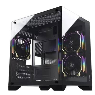 Gabinete Gamer Aquário Clarity Preto Lateral Vidro Fortrek