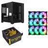 Gabinete Gamer Forcefield Black + 9 Coolers Rgb + Fonte 650w