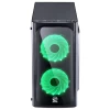 Gabinete mid-tower venus preto com 2 fans led verde