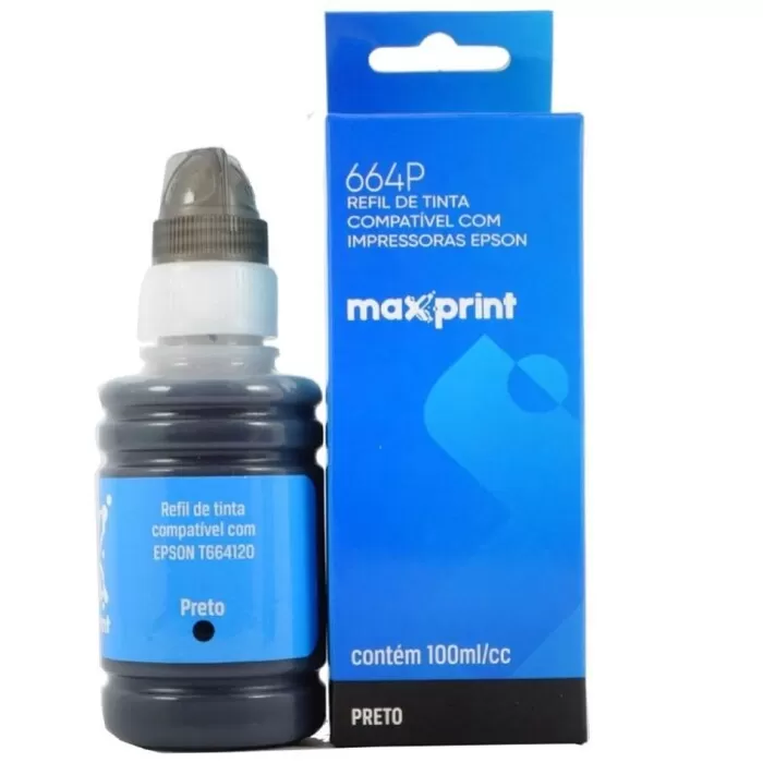 Garrafa De Tinta Compatível Epson T664120 Preto Maxprint Novo