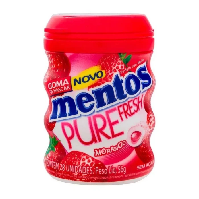 Goma De Mascar Mentos Pure Fresh Morango 56 Gramas