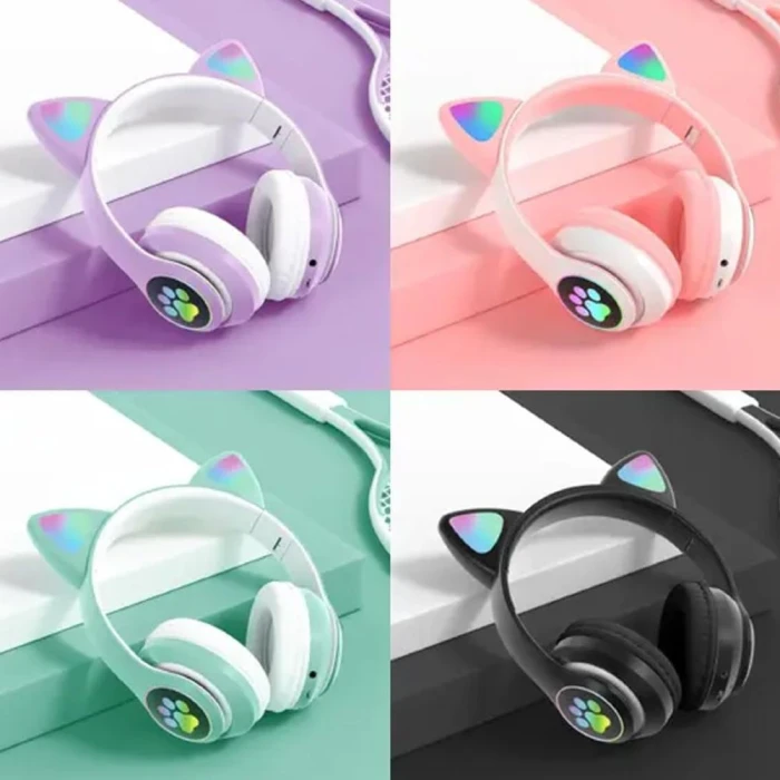 Headset Bluetooth Com Orelha De Gato Rgb Altomex B-19