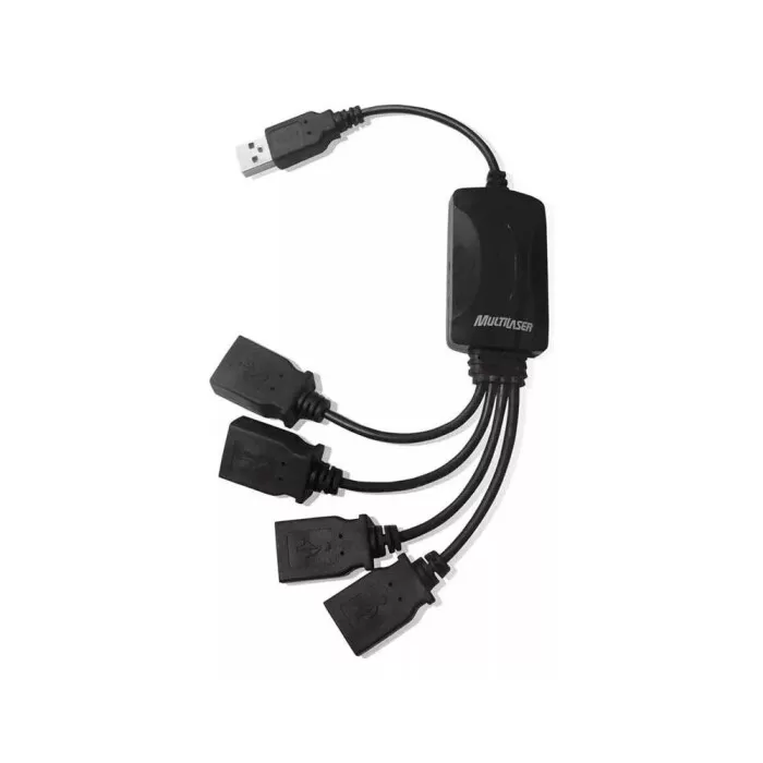 Hub Usb 2.0 Com 4 Portas Com Cabos Preto Flex Multilaser