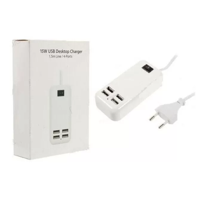 Hub Usb Charger Desktop Com 4 Portas 15W Branco Bmax