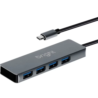Hub Usb Com Plug Tipo C 4 Portas Bright Novo