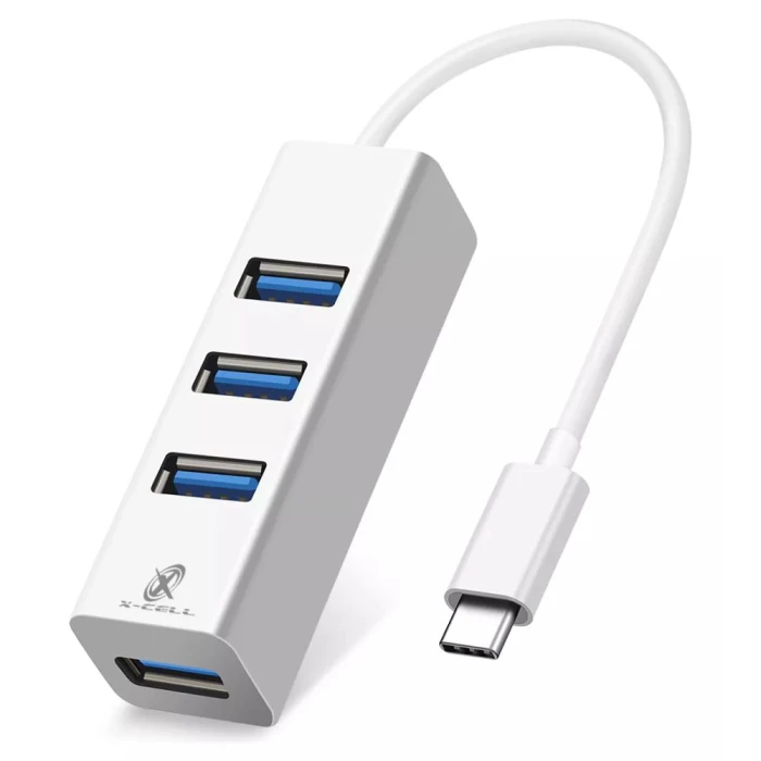 Hub Usb Com Tipo C 4 Portas Cor Branco XC-HUB-10 X-Cell