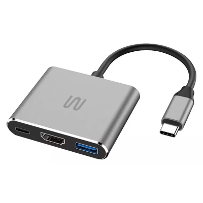 Hub Usb Tipo C 3 Em 1 + Hdmi E Usb 3.0 Ac446 Multi Cinza