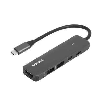 Hub Usb Tipo C 5 Em 1 2X Usb 3.0 + Hdmi 4K Vinik Cinza