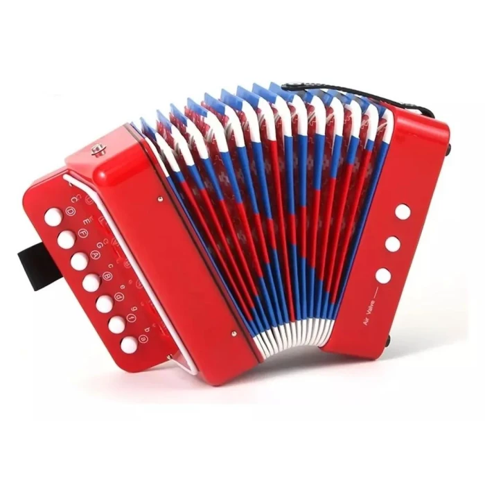 Instrumento Sanfona Infantil Acordeon Com 7 Teclas Vermelho