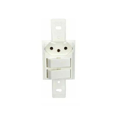 Interruptor Paralelo Duplo Com Tomada 10A Branco Klin Weg