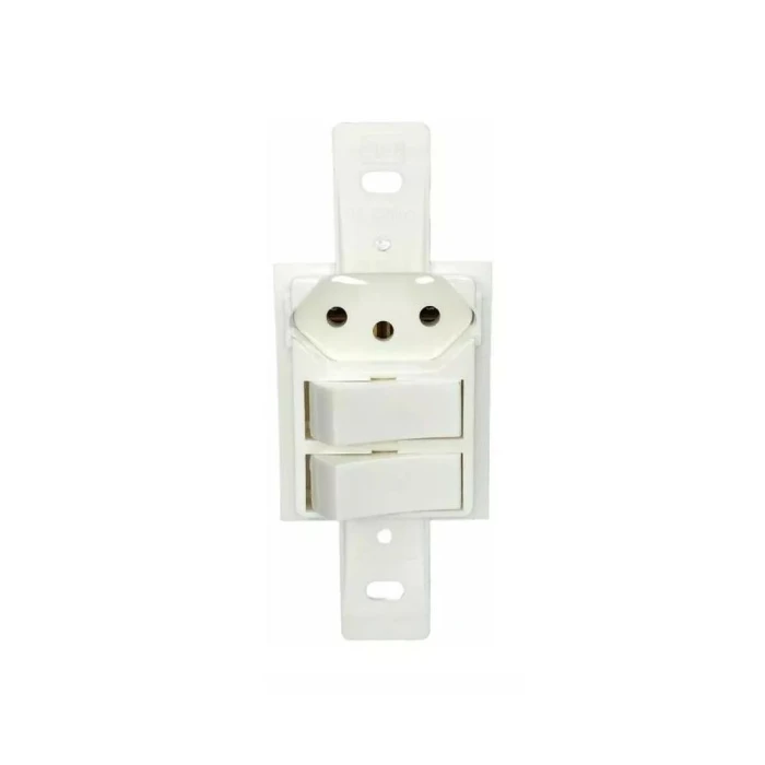 Interruptor Paralelo Duplo Com Tomada 10A Branco Klin Weg