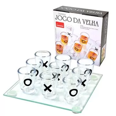 Jogo Da Velha Com Drinks Vidro Rio Master Novo