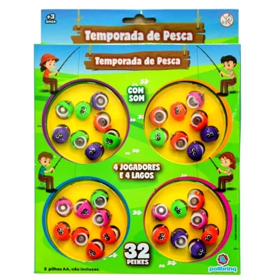 Jogo De Pescaria Legal 32 Peixes e Lago Giratório Polibrinq