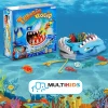 Jogo Tubarão Bocão Pesca 12 Peixes + Vara De Pesca Multikids