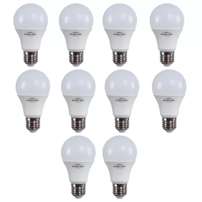 Kit 10 Lâmpada Led A60 9W 6500K E27 Blumenau Novo