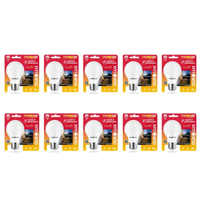 Kit 10 Lâmpadas 9W 6500K Sensor de Luminosidade Ourolux