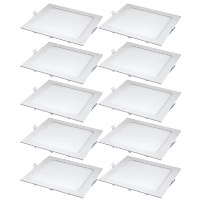 Kit 10 Painel Led Quadrado De Embutir 24w 6500k Branco Frio