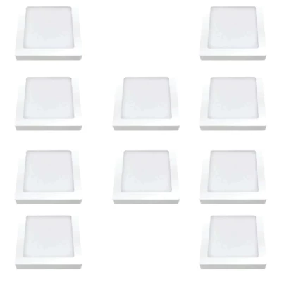 Kit 10 Painel Led Quadrado Sobrepor Branco 12w 6500k