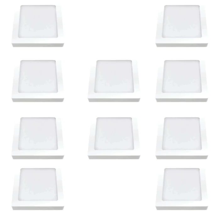 Kit 10 Painel Led Quadrado Sobrepor Branco 12w 6500k