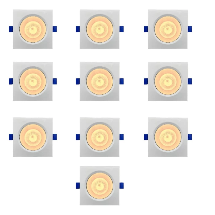 Kit 10 Spot Led Embutir Quadrado Bivolt Blumenau 6W 3.000K