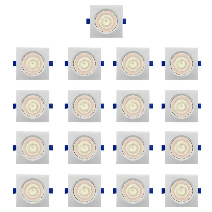 Kit 17 Spot Embutir Quadrado Branco Neutro 8w 4.100k Blumen