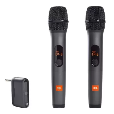 Kit 2 Microfones Sem Fio JBL Wireless Microphone Preto