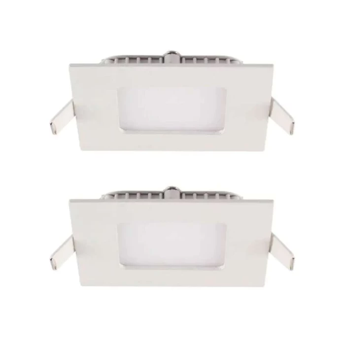 Kit 2 Paineis Led Embutir Quadrado 3,5W 6500K Branco