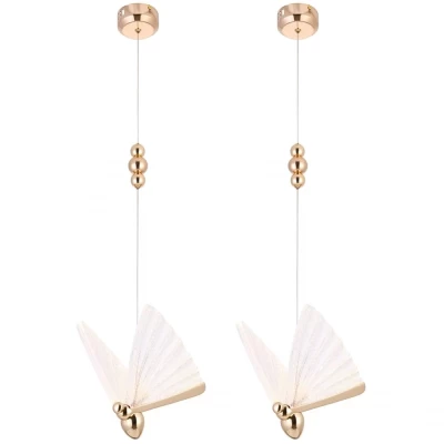 Kit 2 Pendente Led Honen Borboleta Dourado 6W 3000K Nordecor