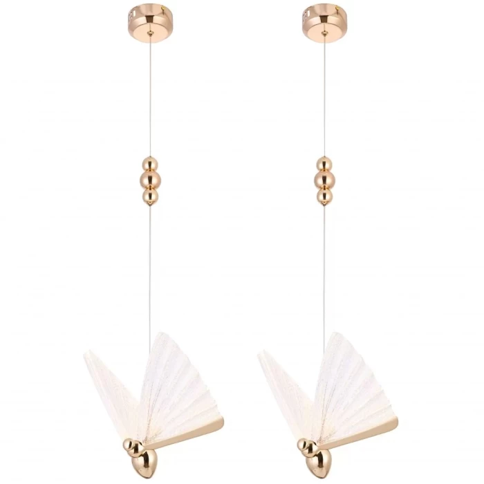 Kit 2 Pendente Led Honen Borboleta Dourado 6W 3000K Nordecor