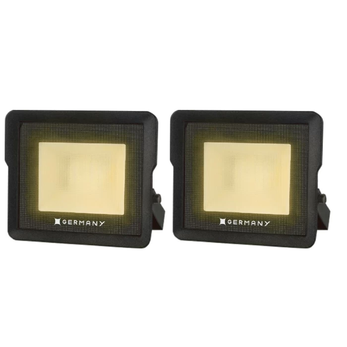 Kit 2 Refletor Led Licht Germany Alumínio 25W 3.000K Preto