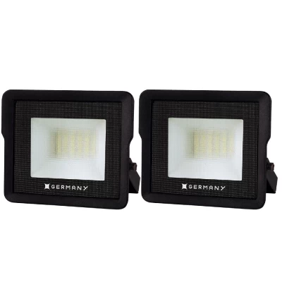 Kit 2 Refletor Led Licht Germany Alumínio 25W 6.500K Preto