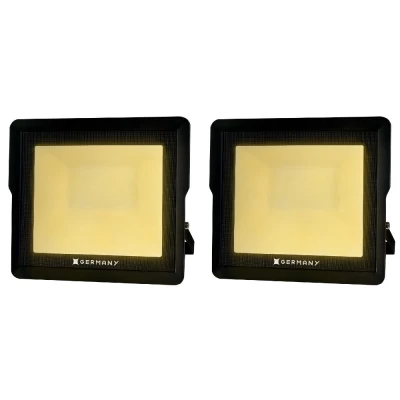 Kit 2 Refletor Led Licht Germany Alumínio 75W 3.000K Preto