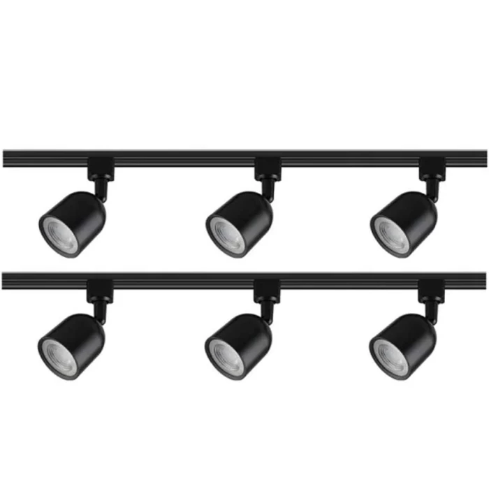 Kit 2 Trilhos Eletrificados Com 6 Spots Led 27W 6500K Preto