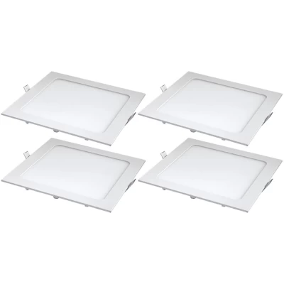 Kit 4 Painel Led Quadrado De Embutir 24w 6500k Branco Frio