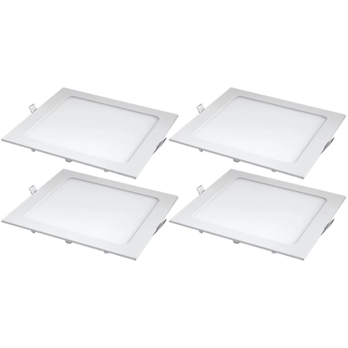 Kit 4 Painel Led Quadrado Embutir 12w 6500k Branco-Frio