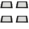 Kit 4 Painel Led Quadrado Embutir Preto 12w 6500k