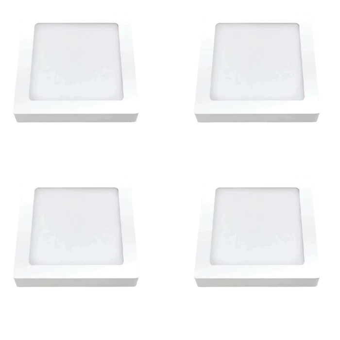 Kit 4 Painel Led Quadrado Sobrepor Branco 12w 6500k