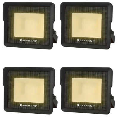 Kit 4 Refletor Led Licht Germany Alumínio 25W 3.000K Preto