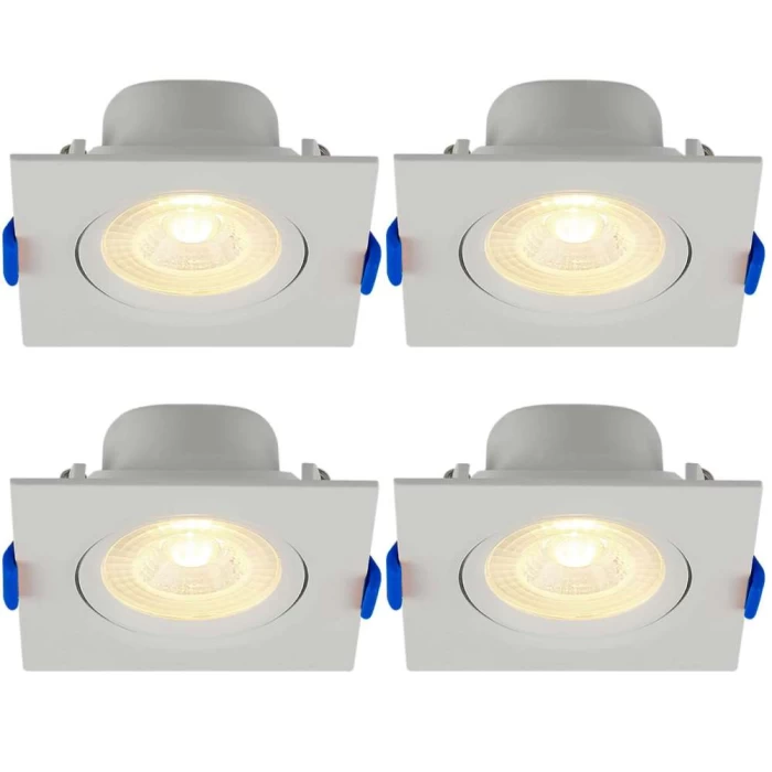 Kit 4 Spot Led Embutir Quadrado 3w 4100k Bivolt Branco