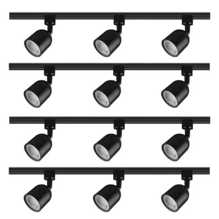 Kit 4 Trilhos Eletrificados Com 12 Spots Led 27W 6500K Preto