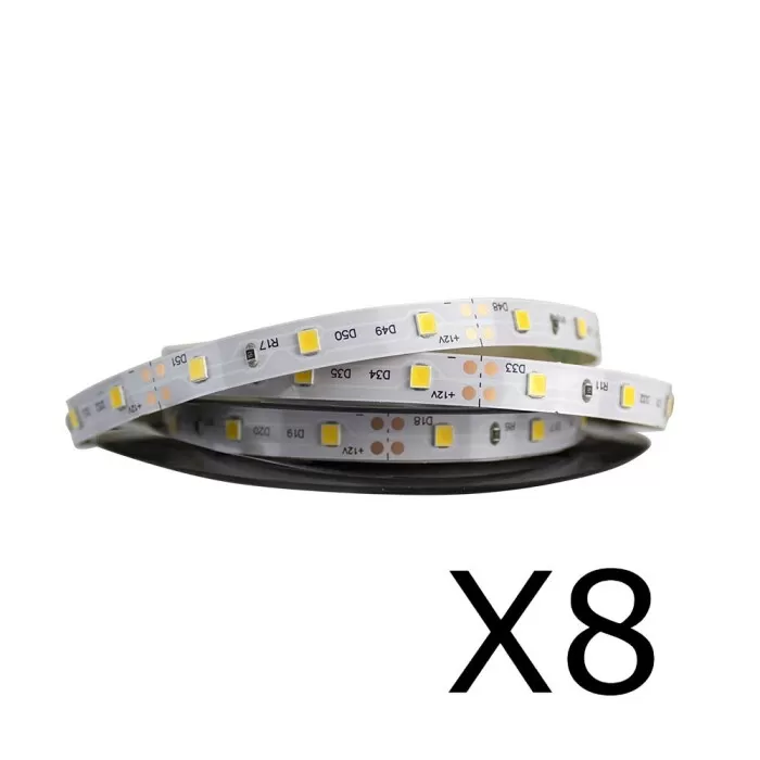 Kit 8 Fita Led 12v 60Leds/m 6w/m 2700k Ip20 8mm Blumenau