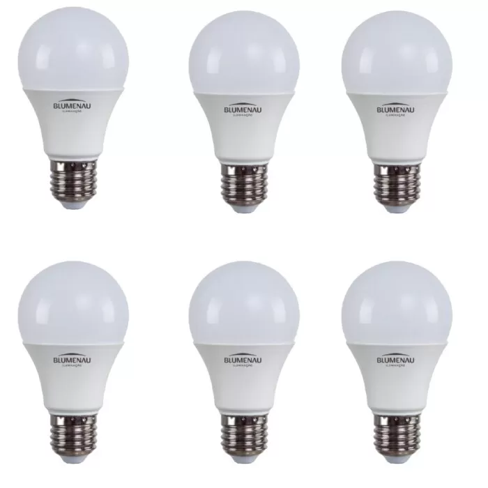 Kit 6 Lâmpada Led A60 9W 6500K E27 Blumenau Novo