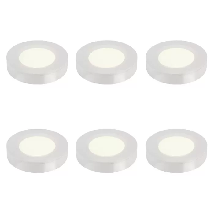 Kit 6 Luminária Cabinet Redonda 2W 6500K Blumenau Branco